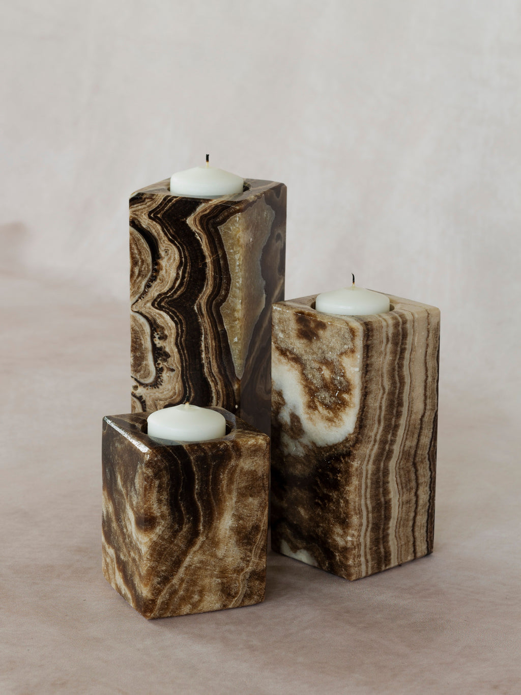 Chocolate Onyx Candle Holders