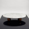 White Marble Cake Stand w/ Wood Feet