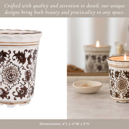 Jasmine Brown and White Ceramic Scented Candle