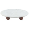 White Marble Cake Stand w/ Wood Feet