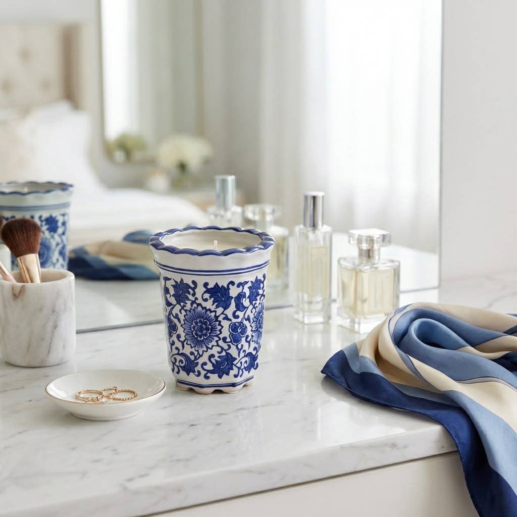 Jasmine Blue/White Ceramic Scented Candle