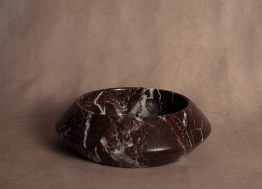 Angled Bowl Red Zebra - Marble