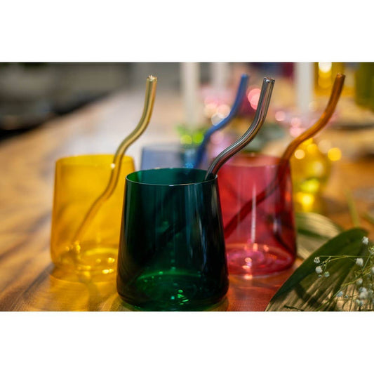 Multicolored glass straws - set of 4