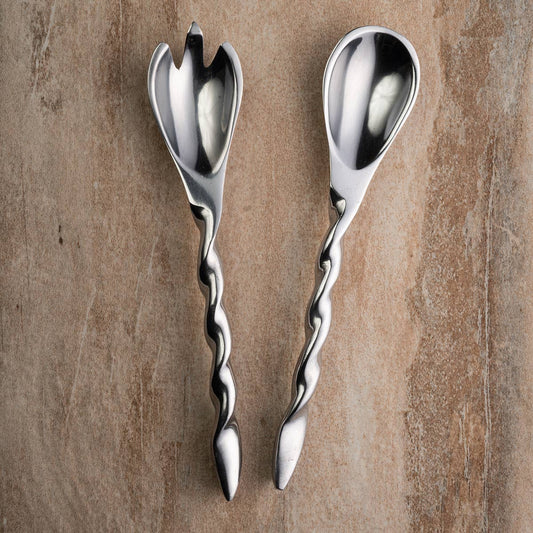 Twist Serverware: Elegant Aluminum Salad Servers