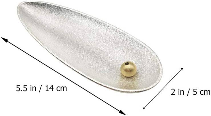 Silver Leaf-Shaped Copper Incense Holder – 5.5" x 2"