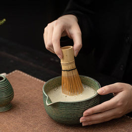 Ceramic Matcha Set - Green Brown