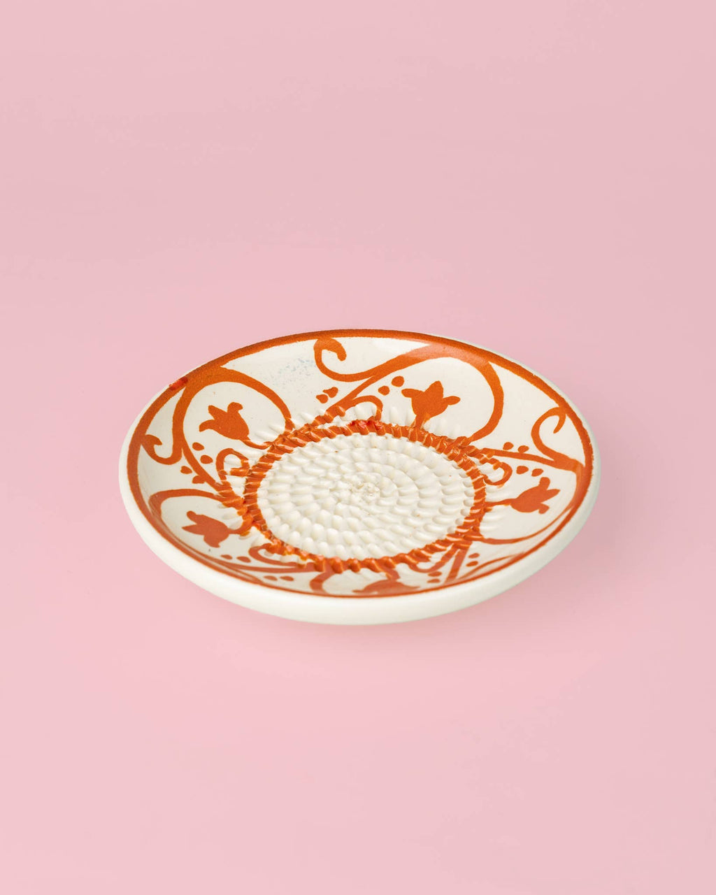 Small Ceramic Garlic Grater Plate - Orange & Beige Azahara