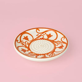 Small Ceramic Garlic Grater Plate - Orange & Beige Azahara