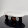 White Marble Cake Stand w/ Wood Feet