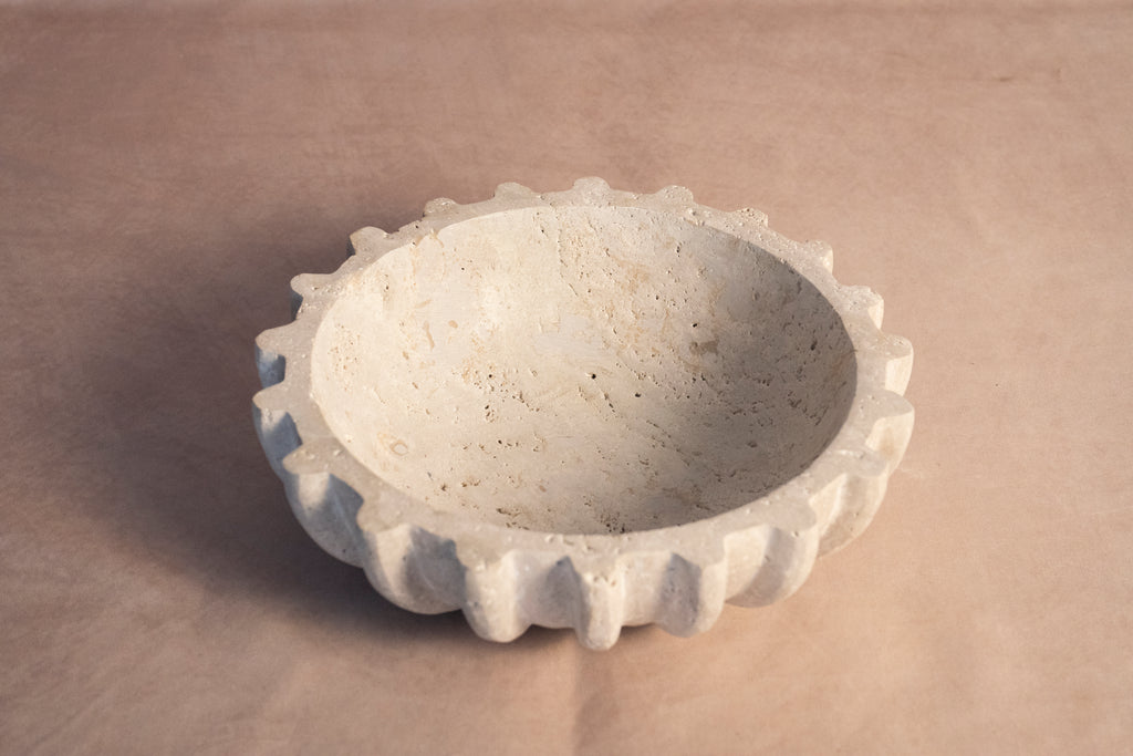 Outer Fluted Bowl - Travertine