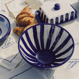 Artisanal Blue & White Ceramic Serving Bowl