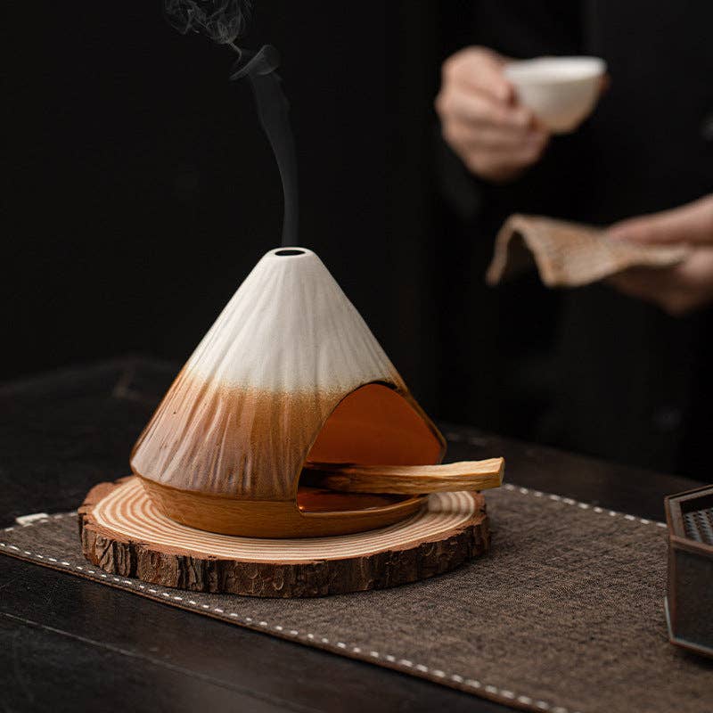 Mount Fuji Ceramic Incense Fireplace