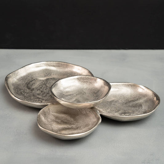 Silver Textured 4-Plate Cluster Dish