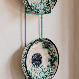 Large Ceramic Garlic Grater Plate - Blue Granada