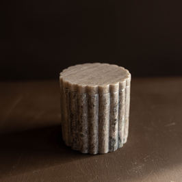 Beige Gray Marble Fluted Jar