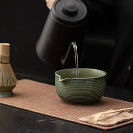 Ceramic Matcha Set - Green Brown