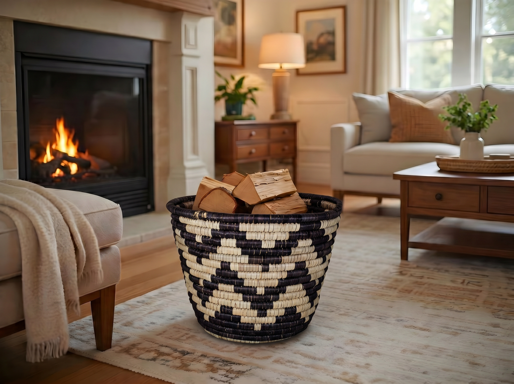 Black Kingra Woven Plant Pot Basket