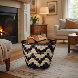 Black Kingra Woven Plant Pot Basket