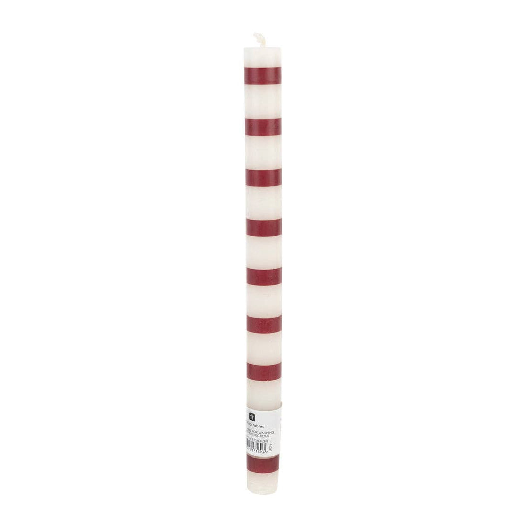 Burgundy & White Stripe Dinner Candle