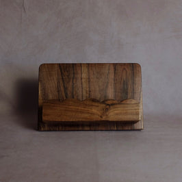 Mango Wood Scalloped Cookbook Stand - front view