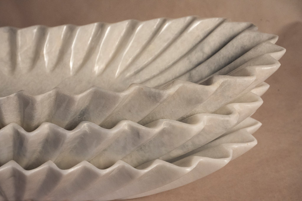 Oblong Fluted Marble Bowl - Large