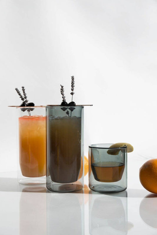 16 oz Double-Wall Gray Glass