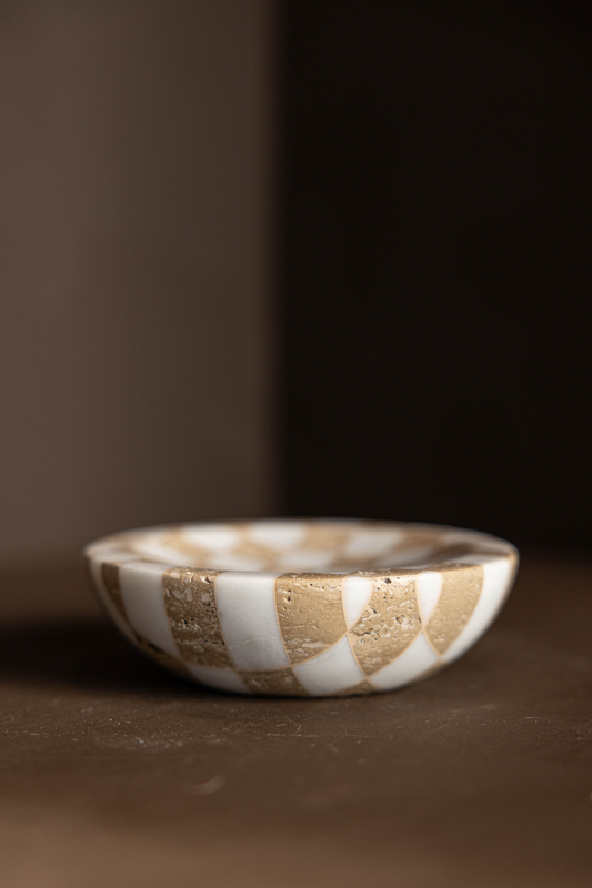 Checkered Travertine Dish