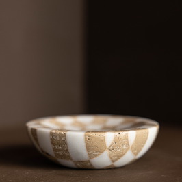 Checkered Travertine Dish