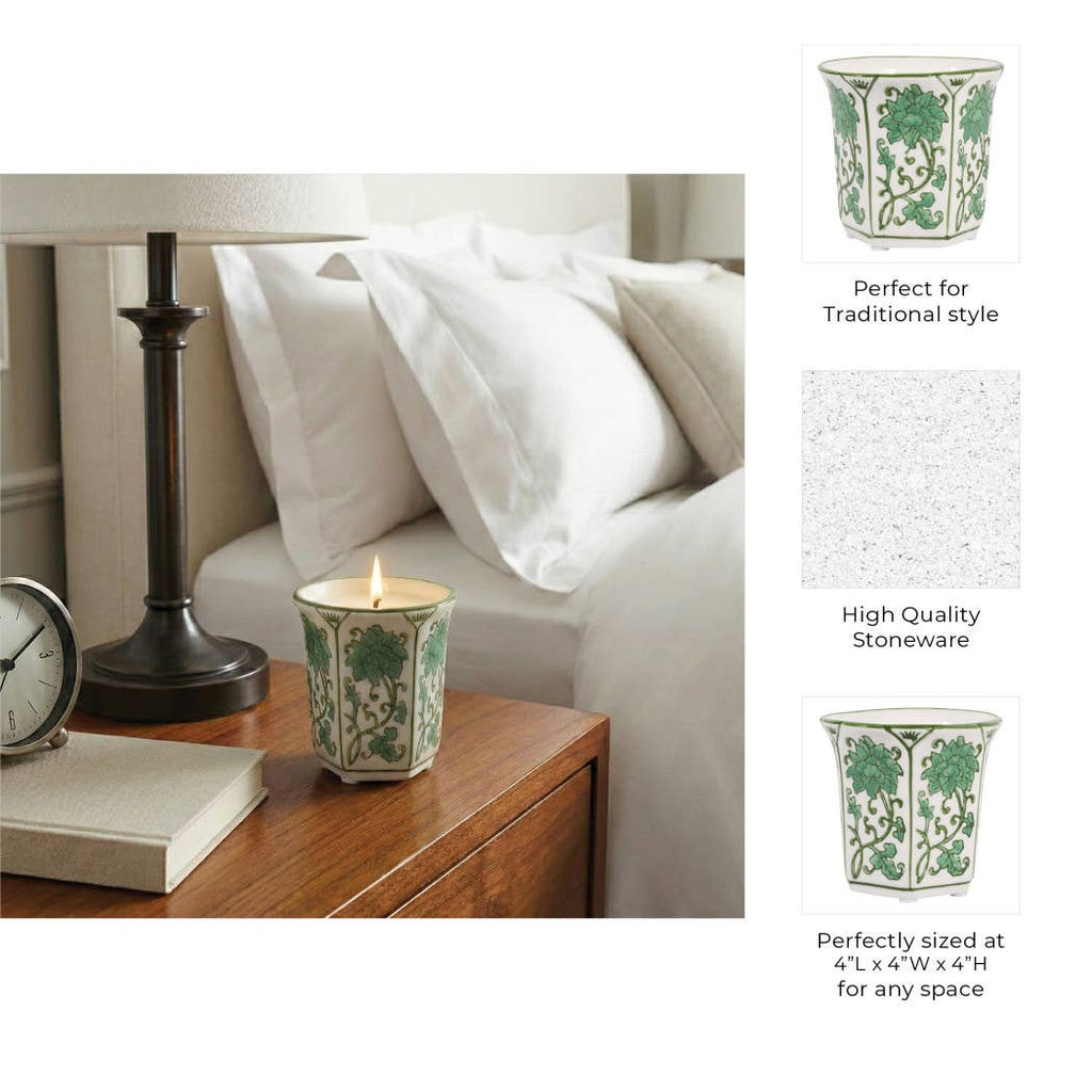 Lavender Verbena Green Ceramic Scented Candle