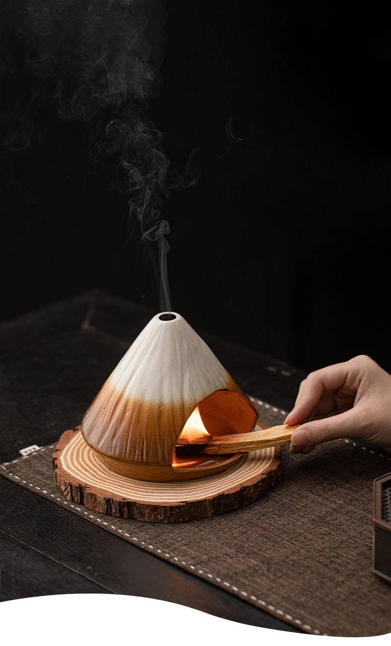Mount Fuji Ceramic Incense Fireplace