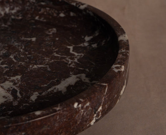 Raised Fruit Dish - Red Zebra Marble