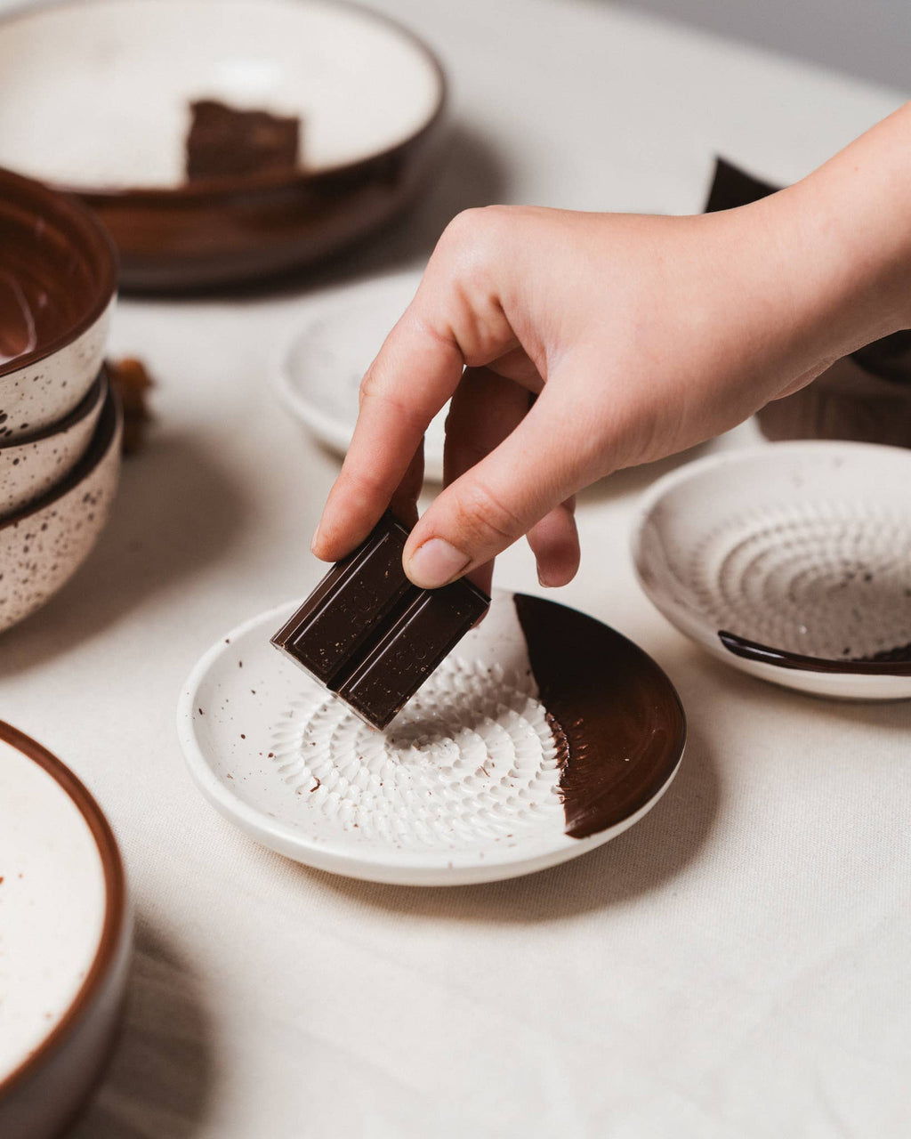 Small Ceramic Grater Plate - Brown