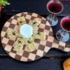 Round Charcuterie Board with Handle. Cheese Serving Board.