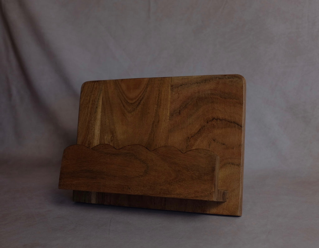 Mango Wood Scalloped Cookbook Stand