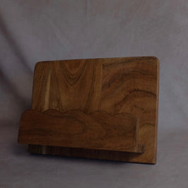 Mango Wood Scalloped Cookbook Stand - angled view