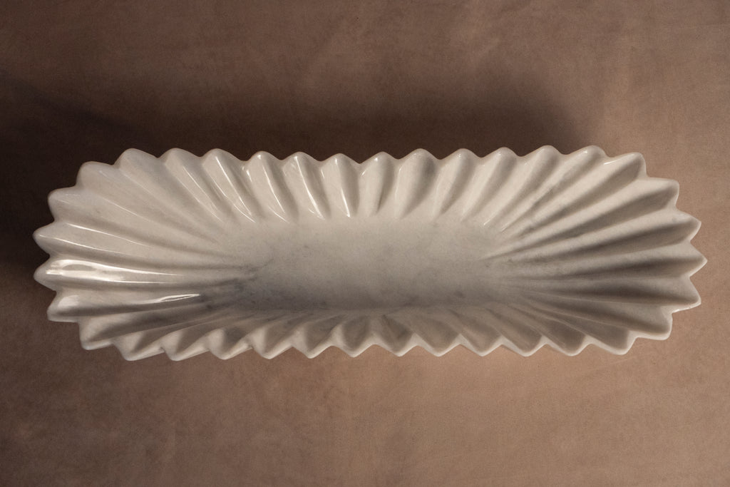 Oblong Fluted Marble Bowl - Large