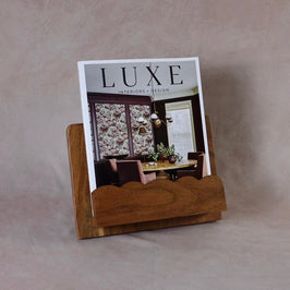 Mango Wood Scalloped Cookbook Stand - product in use