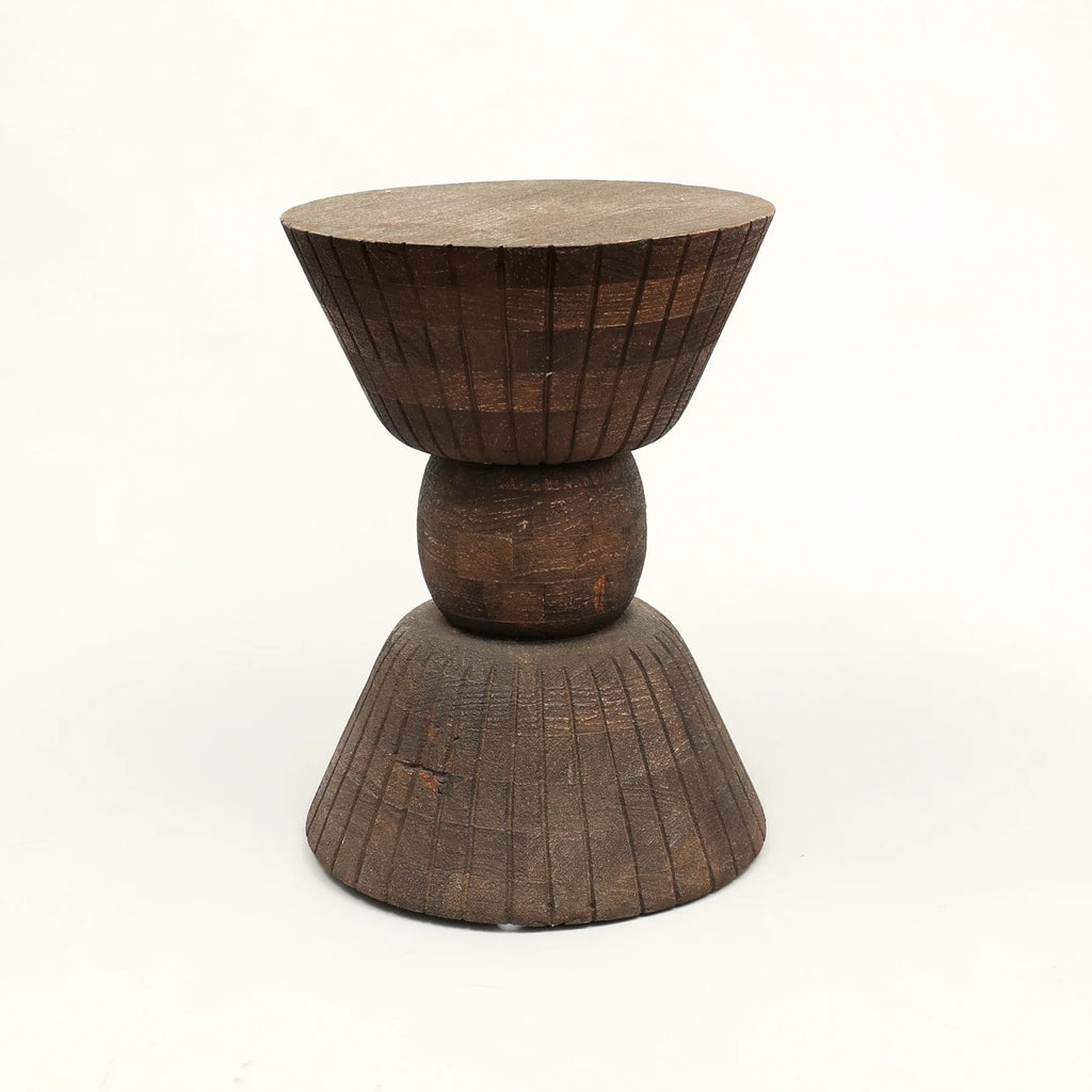 Handcrafted Pellet Drum Solid Wood End Table