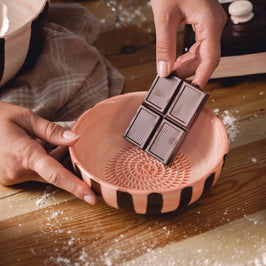 Ceramic Grater Bowl - Pink & Chocolate