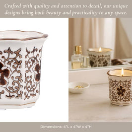 Plumeria Brown and White Ceramic Scented Candle