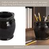 Black Ceramic Pen Holder w/ Handles