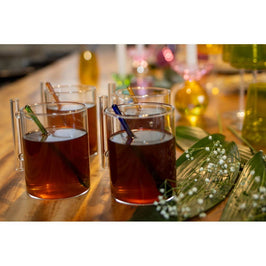 Glass Tea Cups with Multicolored Spoons