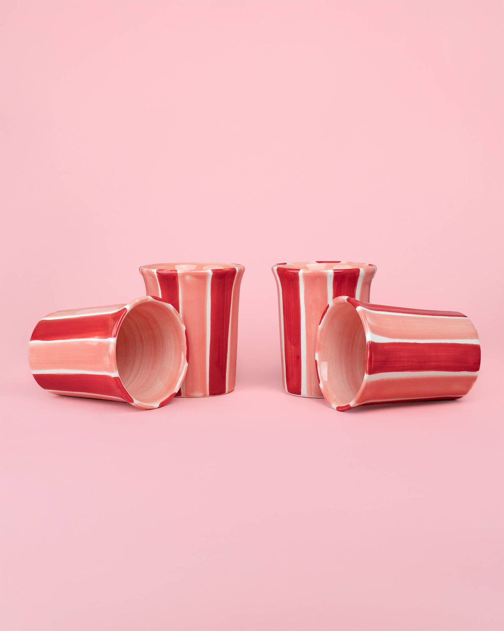 Artisanal Ceramic Mug Sweetheart Stripes Pottery Cup 250ml
