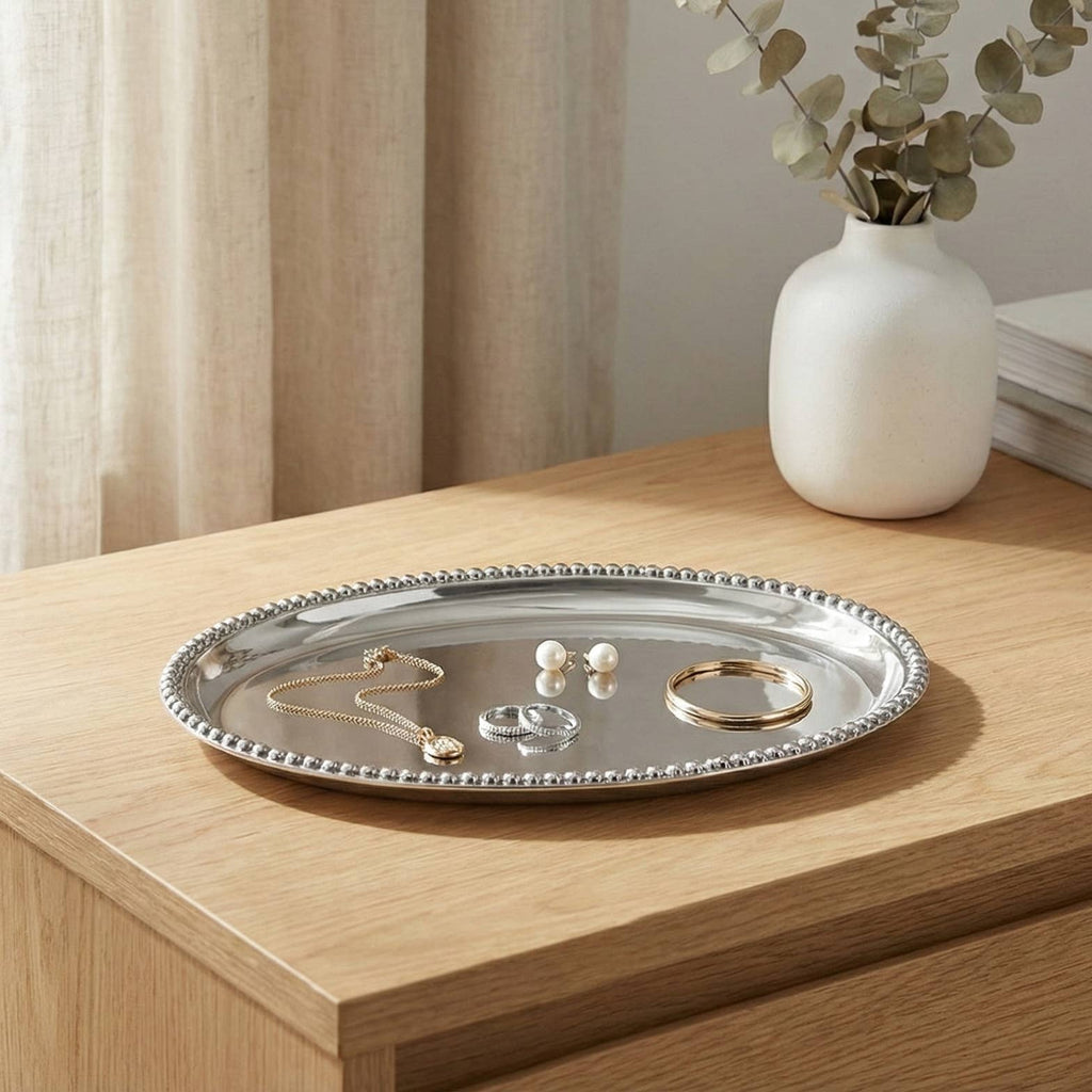 Oval Beaded Tray - Medium