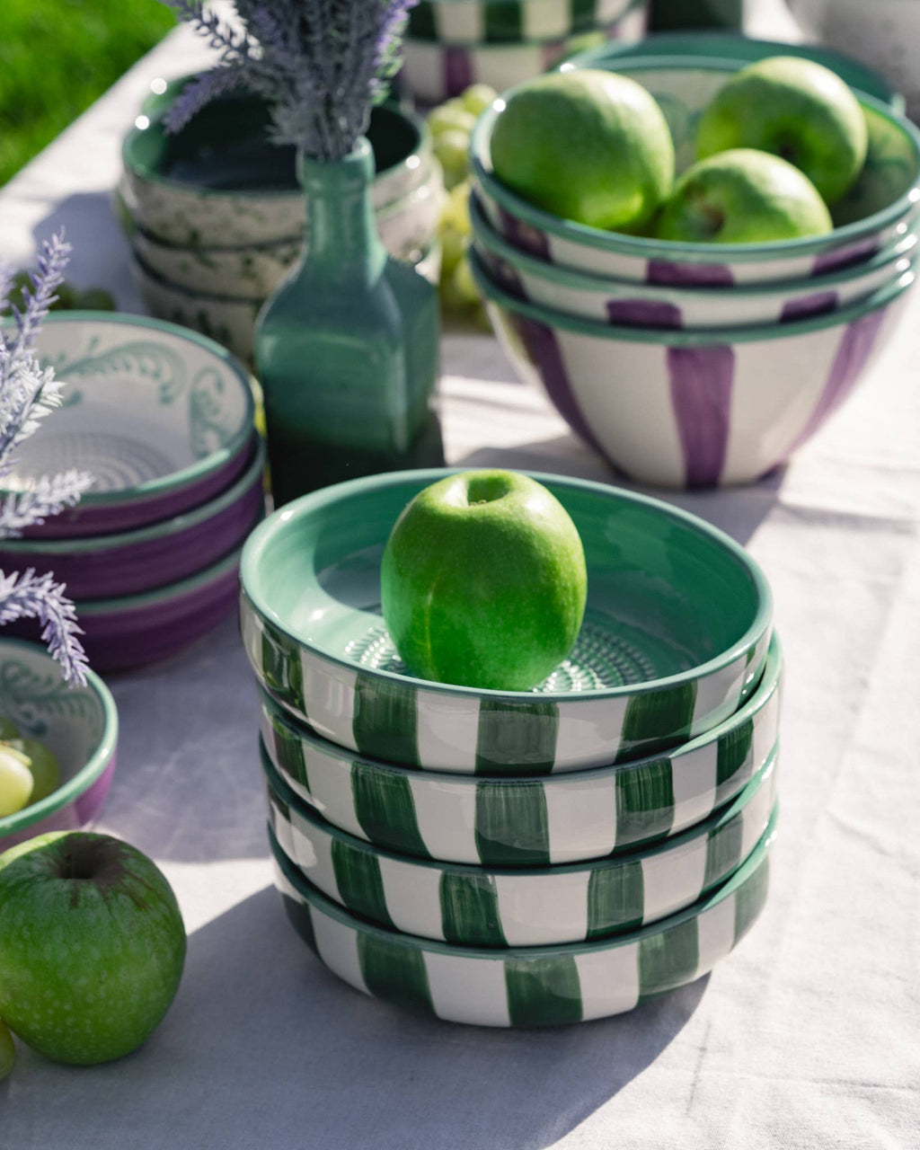 Garlic Grater Plate - Large Ceramic Green Jade