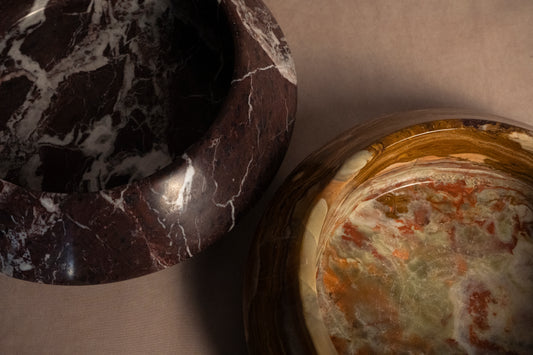 Angled Bowl Red Zebra - Marble