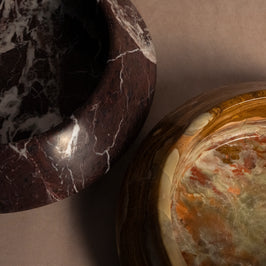 Angled Bowl - Red Zebra - Marble