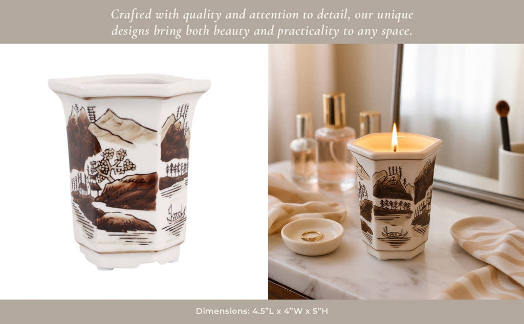 Sage & Eucalyptus Brown Ceramic Scented Candle