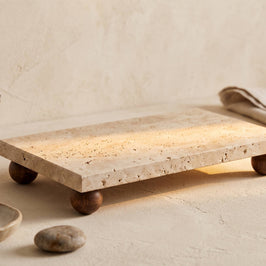 Travertine Riser & Pedestal Tray | Decorative Stone Tray