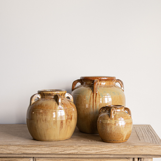 Chevalier Cream Glazed Vase With Handles